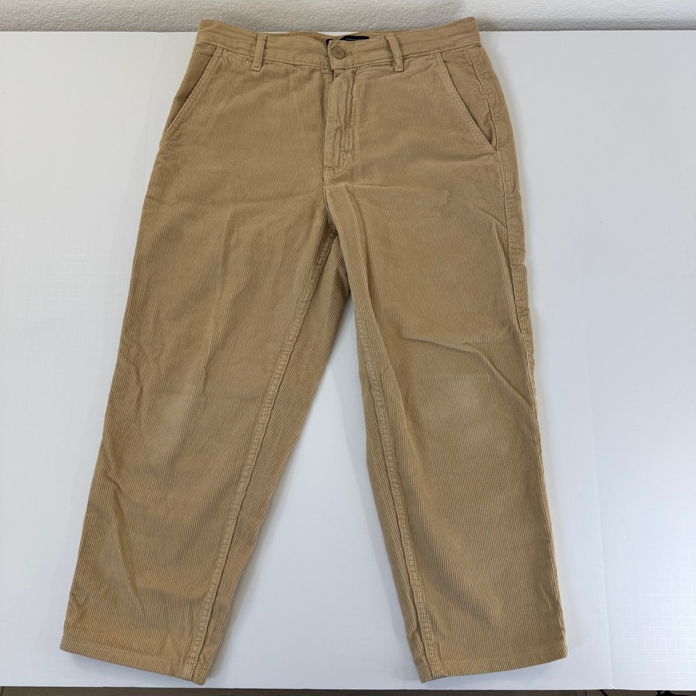 Zara Man Tan Beige Corduroy Straight Leg Pants Mens 31 Cotton Trousers